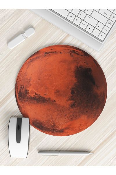 Boldy Mars Mousepad - Mars Gaming Pad - Yuvarlak Kaymaz Mousepad - Kaymaz Mouse Ped - Mouseped 19.5см.