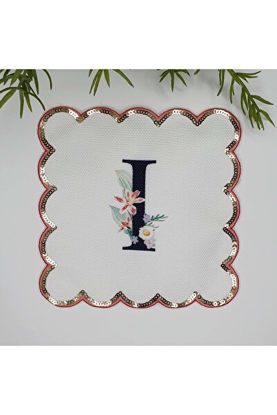 decofav I Harfi Baskılı Kişiye Özel Pul İşlemeli Monogramlı Nakış Kenar Pullu...