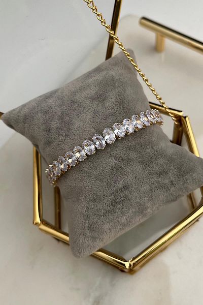 Modex Oval Row Stoned Spring Bracelet (19 cm)