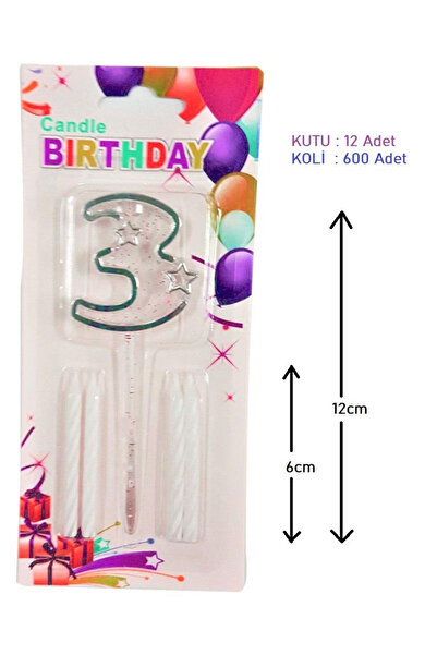 Genel Markalar Mika Şeffaf Rakam Mum - Gümüş Renk, 12 cm Doğum Günü ve Parti ...