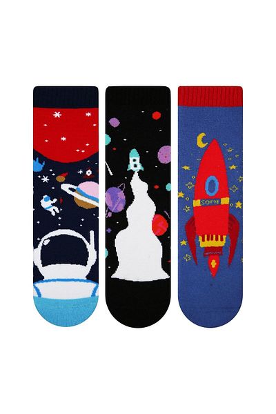 Bross Space Themed Printed Towel Kids Socks