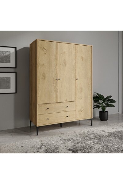 VENATTO Focus 3 Kapılı, 2 Çekmeceli Gardırop/dolap Meşe(%100MDF)
