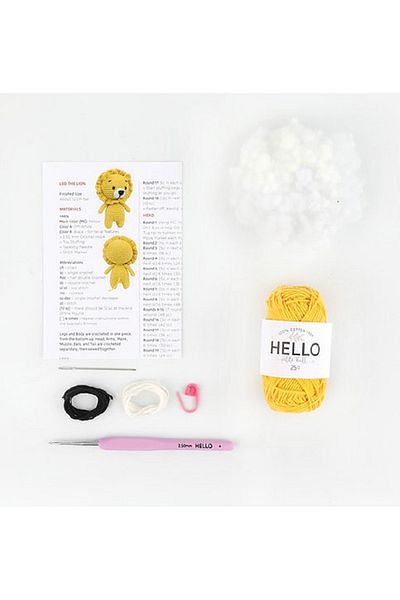 BALIM ÖRGÜ EVİ Leo the Lion "Lion" Mini Amigurumi Kit Finished Size 13 cm
