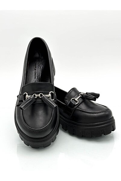 Moda Anna Pantofi de școală pentru fete cu cataramă și talpă ușoară P Negru