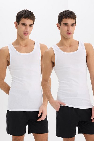 DeFacto Slim Fit Slim Fit Rippen 2-teiliges Unterhemd Y9056az25sp