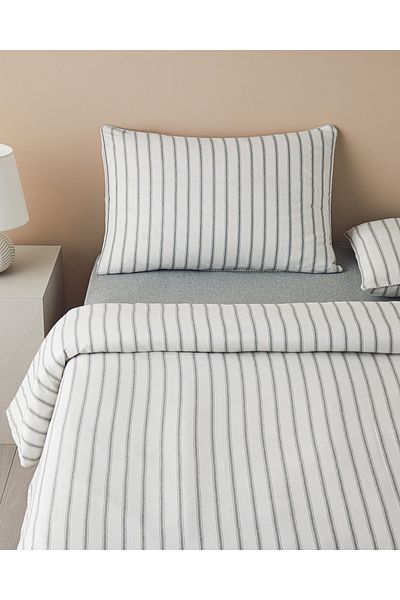 English Home Green Double Pure Stripe Duvet Cover Set - 200X220 cm