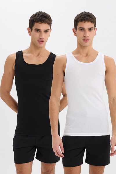 DeFacto Slim Fit Slim Fit Rippen 2-teiliges Unterhemd Y9056az25sp