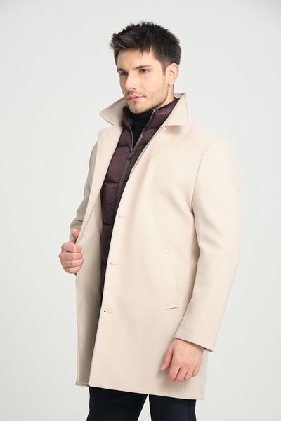 Frappoli Ανδρικό παλτό Thick Cashmere - Baby Collar, Regular Fit, Μπροστινή πλήρωση