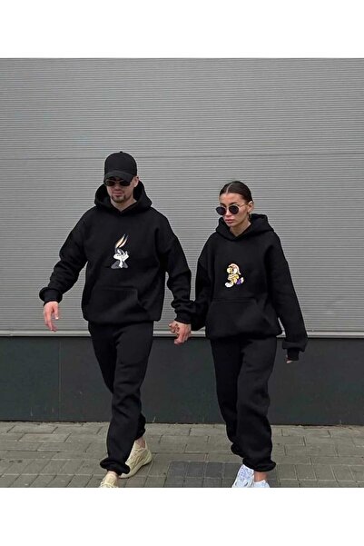 kahire Bugs Bunny Ve Lola Baskılı Sevgili Çift Kombin Sweatshirtleri