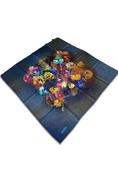 Pierre Cardin Lacivert Gül Desen Tivil Ipek Eşarp 8382438-921