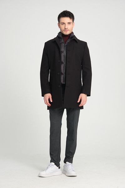 Frappoli Ανδρικό παλτό Thick Cashmere - Baby Collar, Regular Fit, Μπροστινή πλήρωση