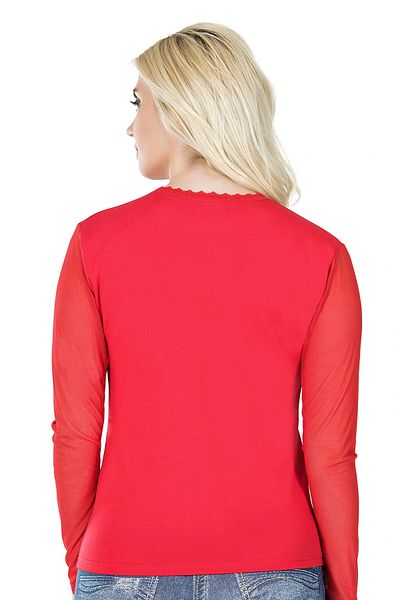 DEFNADA Long Sleeve Transparent Collar Women's T-Shirt 293