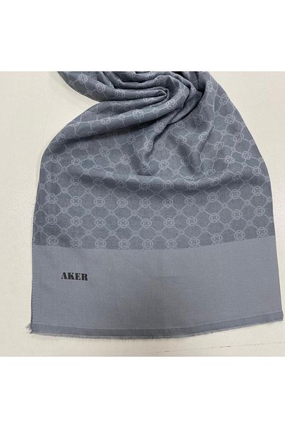 Aker Elegance Shawl Grey μονόγραμμα μοτίβο 1090100-972