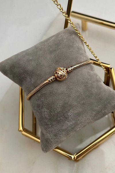 Modex Gold Color Italian Pipe Chain Heel Detailed Bracelet (18 c