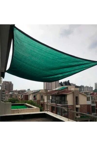 TORSAN Balkon Filesi – Yüzde 95lik – Yeşil – Şeritli Halkalı - 2 Metre x 6 Metre