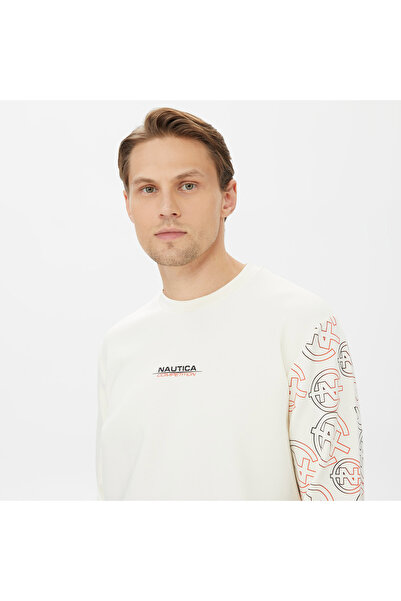 Nautica Erkek Beyaz Standart Fıt Uzun Kollu Sweatshırt