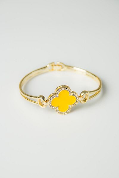 Modex Enameled Clover Handcuff Bracelet