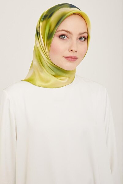 Armine Ulje zelena - tirkizna prelazna cvetna šara Sura Svila šal 9124 - 80