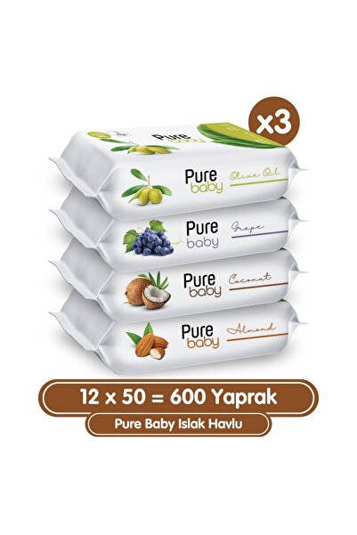 Pure Baby Islak Havlu 12x50 (600 YAPRAK)
