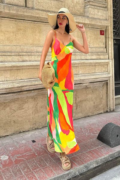 Now Moda Rochie verde cu modele piept cu bretele din viscoză naturală 