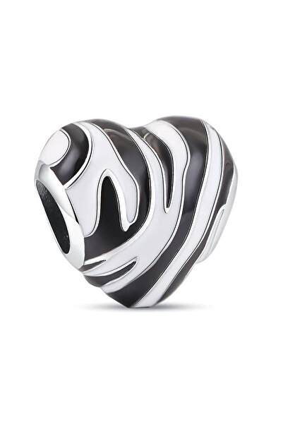 Fubena Zebra Kalp Gümüş Charm
