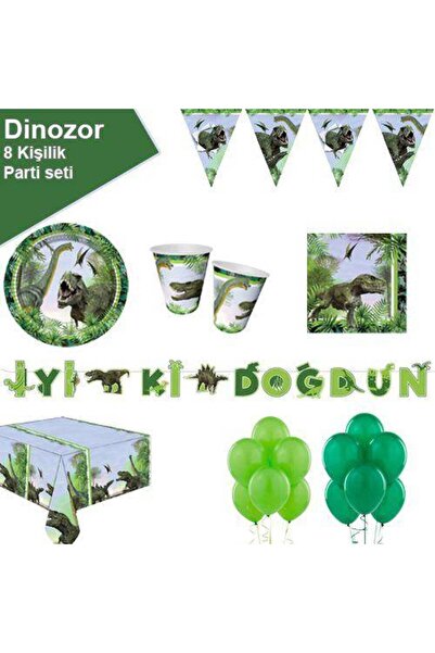 Parti Dükkanım مجموعة الحفلة الاقتصادية للديناصورات الجوراسية لـ 8 أشخاص