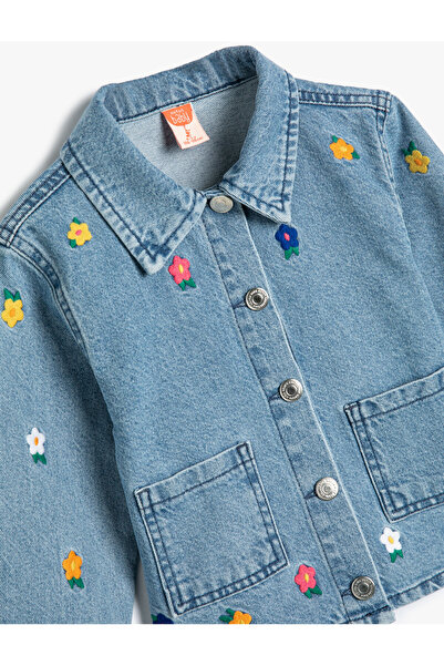 Koton Jachetă de blugi cu mânecă lungă din bumbac brodat floral