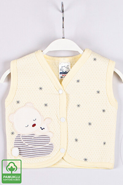 Miniel Unisex Bebek Yavrulu Ayıcık Nakışlı Organik Pamuklu 1-3-6-9 Ay Kapiton...