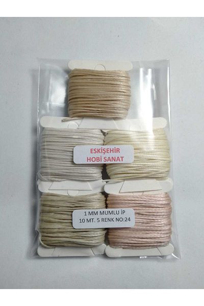 Eskişehir hobi sanat Κοσμήματα κολιέ 5 χρωμάτων 1mm κερωμένο 10 μέτρα - Κρεμ μπεζ βραχιόλι σομόν