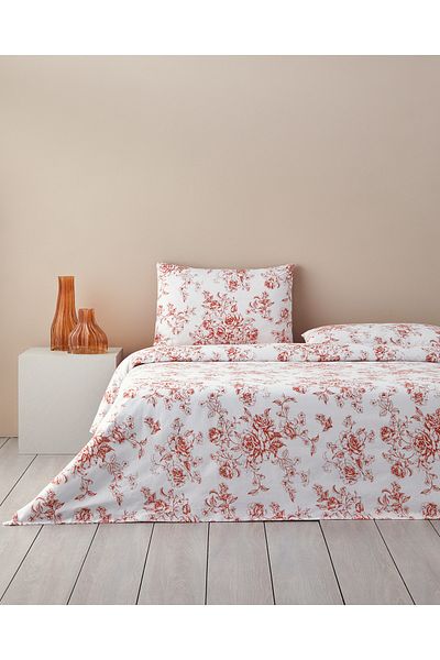 English Home Orange Rosey Violen King Size Duvet Cover Set
