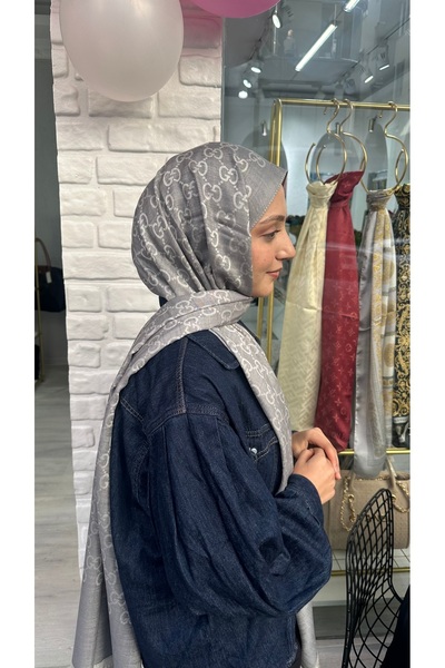 Tasarım G Pattern Wool Silk Shawl Gray