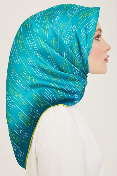 Armine Μοτίβο βενζίνης πράσινου κειμένου Tivil Silk Scarf 9142-36