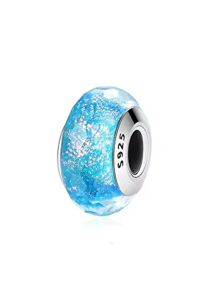 Fubena Kristal Mavisi Murano Gümüş Charm
