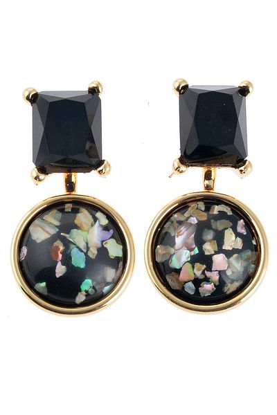 Pelin Aksesuar Black Natural Stone Look Ghost Earrings