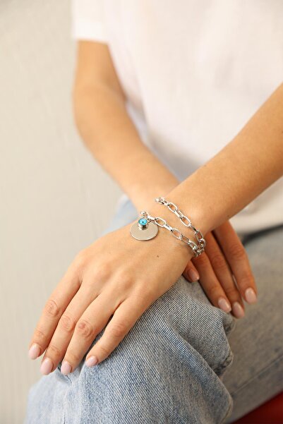 Modex Silver Color Coin Double Wrap Bracelet