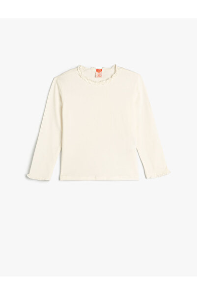 Koton Βασικό μπλουζάκι με μακρυμάνικο λαιμόκοψη βαμβακερό