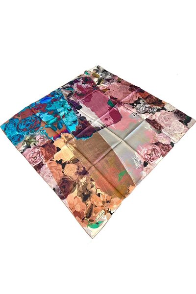 Pierre Cardin Eșarfă din mătase Tivil cu model de flori mixte, trandafir maro...