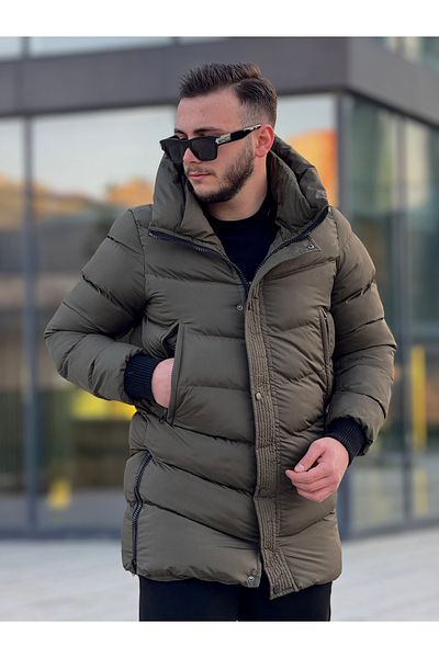 KINGAF ΑΝΔΡΙΚΟ ΧΕΙΜΕΡΙΝΟ ΜΑΚΡΥ ΠΑΛΤΟ ΜΕ ΚΟΥΚΟΥΛΑ ΚΑΙ ΛΕΠΤΟΜΕΡΕΙΑ ΦΕΡΜΟΥΑΡ