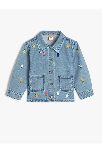 Koton Denim Jacket Long Sleeve Floral Embroidered Cotton