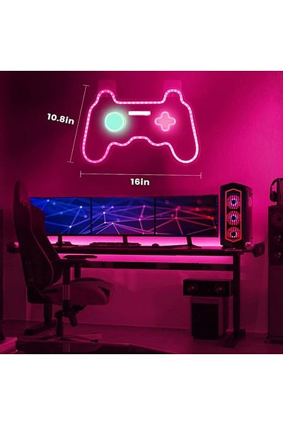 COOYA Gamepad Neon Sign, Gaming Room Decor for Boys Bedroom, Gamer Gift (Pink)