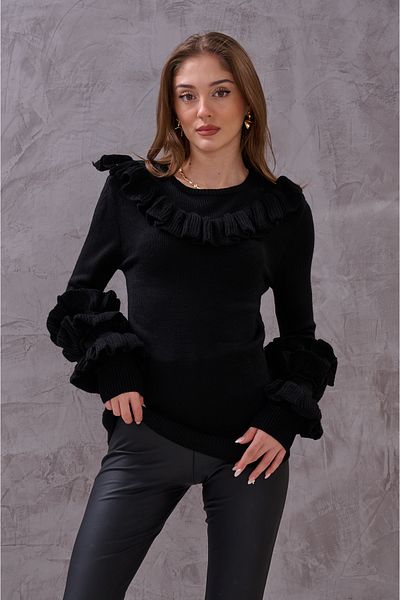 SHUGAA GULER ȘI MÂNECĂ PENTRU FEMEI CU DETALIU VOLAN VOLAN ELEGANT TRICOAT MOALE