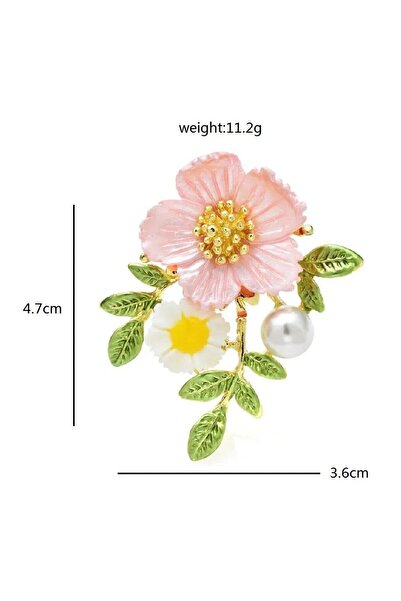 Pelin Aksesuar Pembe Beyaz Çiçek Broş