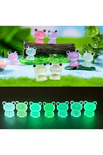 Genel Markalar 5'li Karanlıkta Parlayan Mini Kurbağa Figürleri torpido süsü