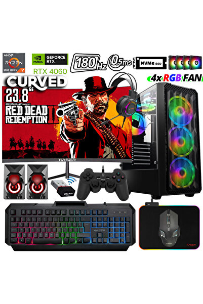 XASER Xsr486 Ryzen 7 5700x 16gb Ram 512gb M.2 Nvme Ssd 8gb Rtx4060 24"curved ...