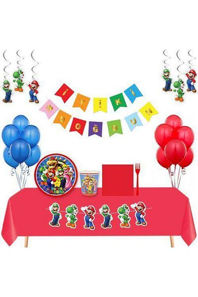 Parti Dükkanım Super Mario Party Set - Economical for 8 People