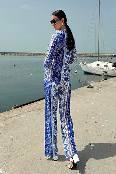 FOR YOU MODA Set de 3 pantaloni bustier cu model din viscoză, albastru