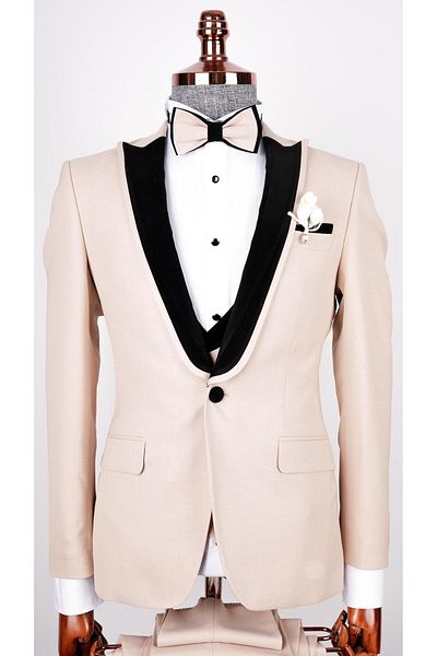 echol Men's Cream Tuxedo - Swallow Collar and Groom Suit