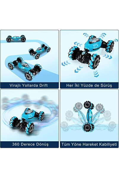 YILDIRIM OYUNCAK Uzaktan Kumandalı Bilekten Kontrol Şarjlı Stunt Araba - Işıklı Sesli Çift Yön Bilek Kontrol Araba