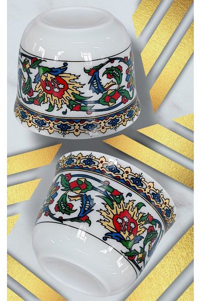 SAMSA Gold Colored Herbal Tile Pattern - 6 Pieces Porcelain Mirra Set