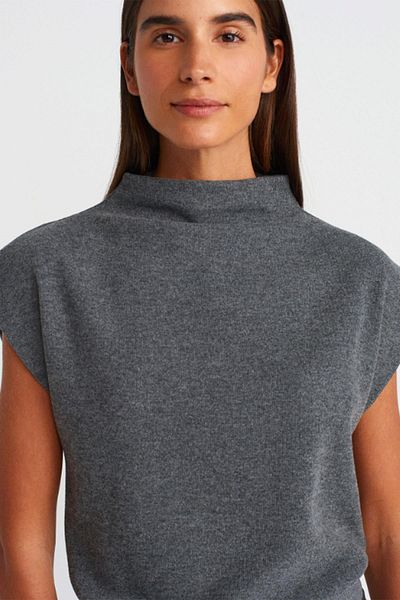Dilvin Soft Textured Women's Knitted Sweater - Anthresite